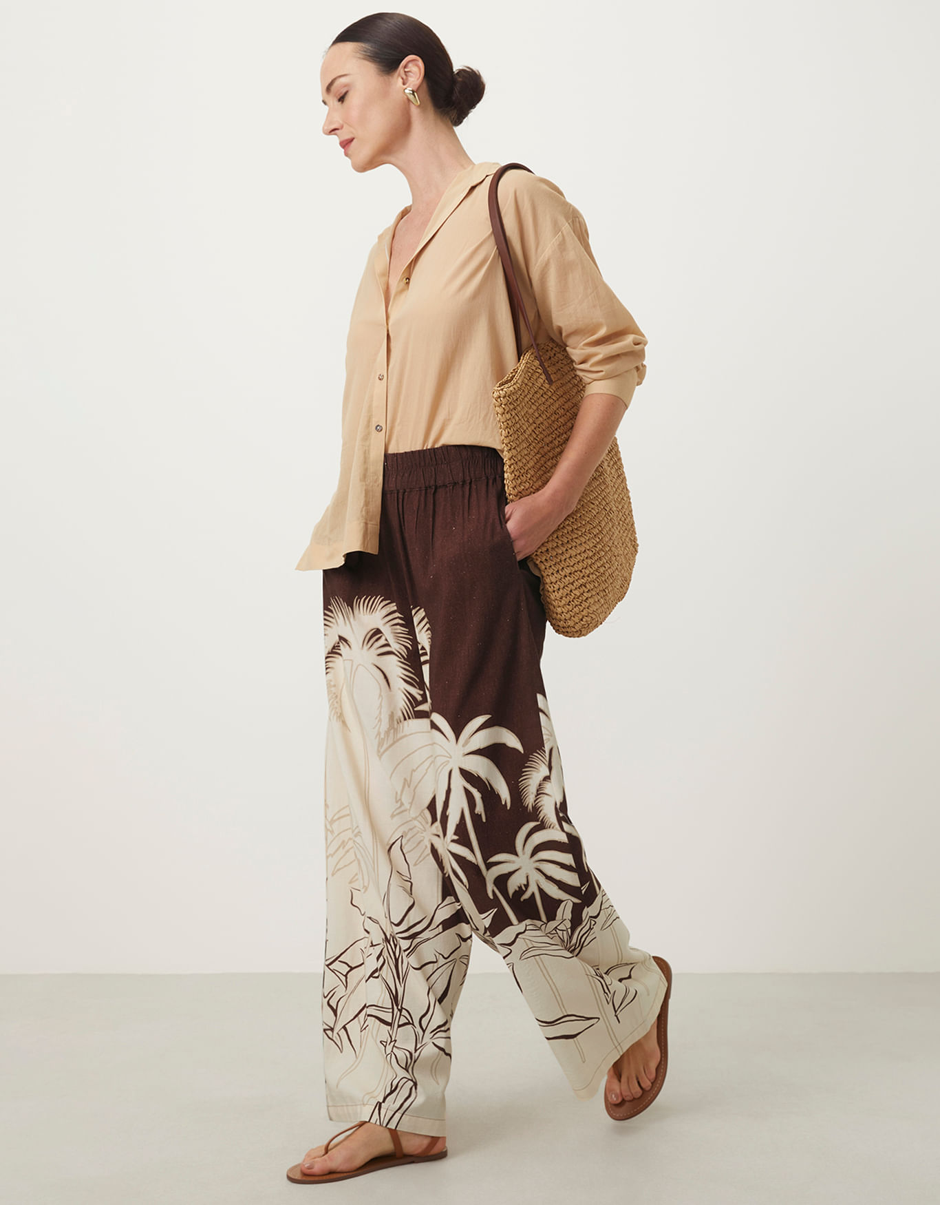 Wide beach print pants