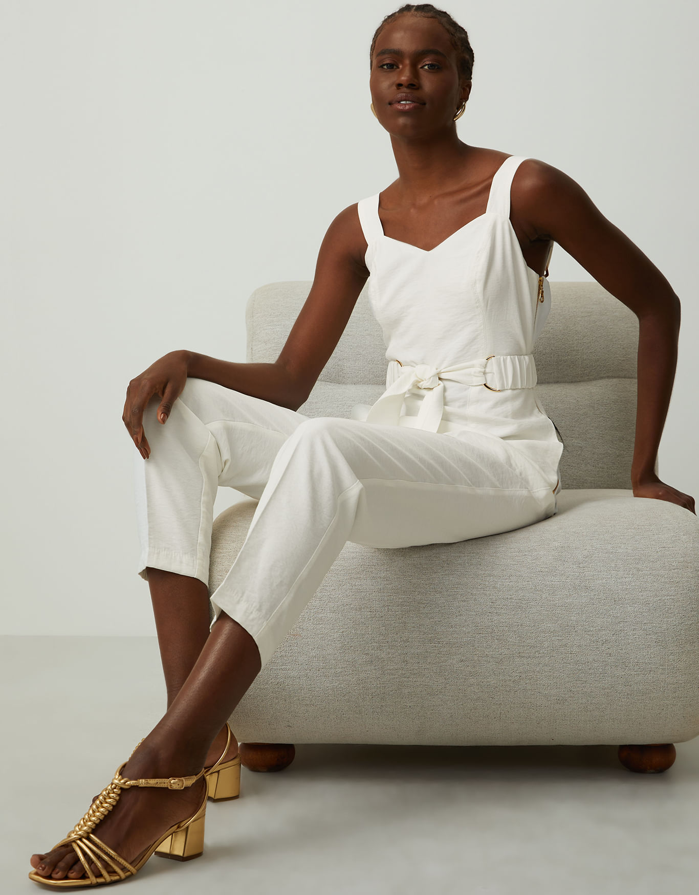 Gold block heel strappy sandals