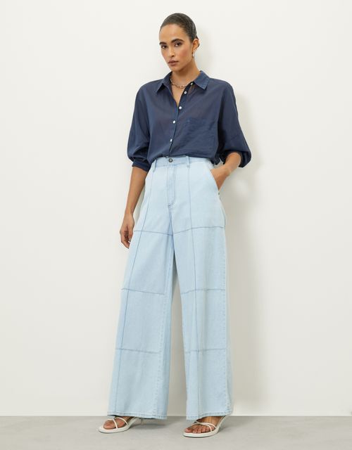 Crossed creases wide pants