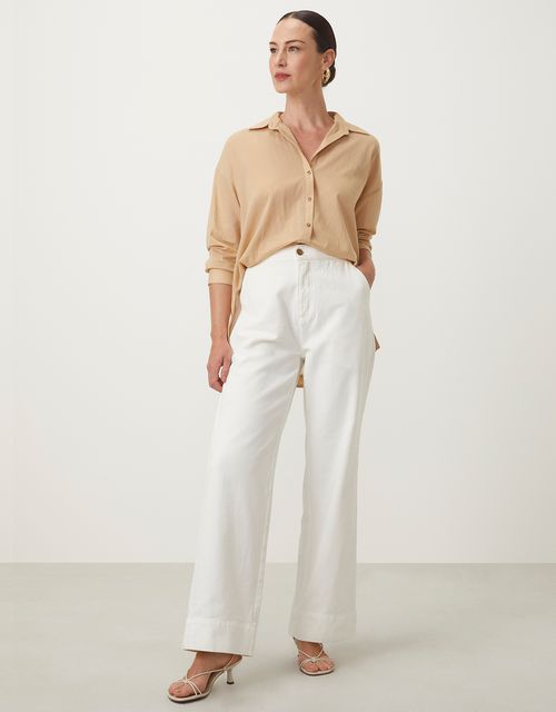 Straight twill pants