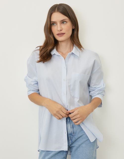 Blue striped loose shirt