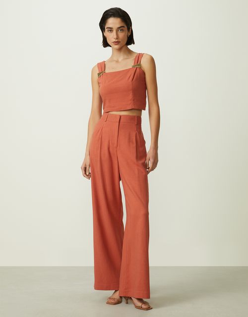 Rust pleated palazzo pants