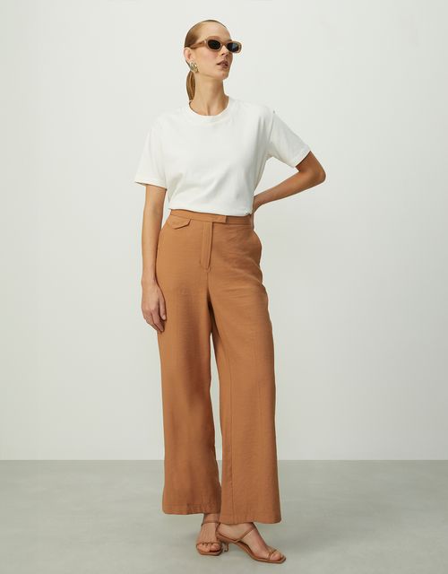 Brown tailored straight pants