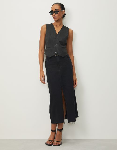 Black jeans midi skirt