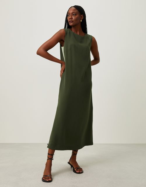 Side contrast midi dress