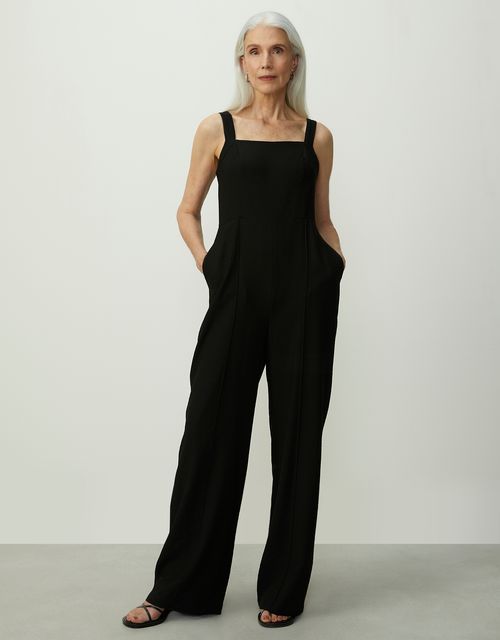 Tailored jumpsuit with straight neckline