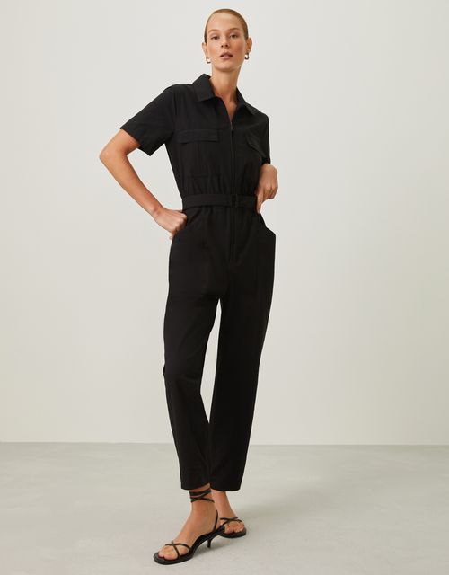Black slim utility jumpsuit