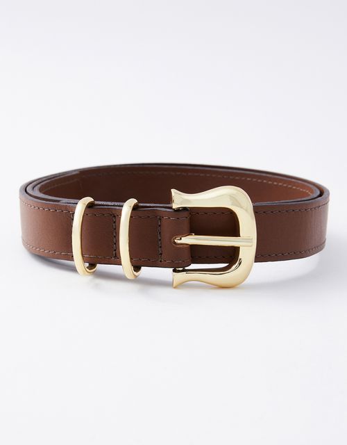 Mocha thin belt with gold buckle