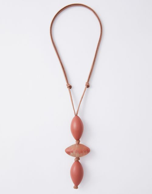 Adjustable long necklace resin blend orange