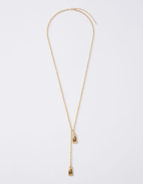 Long pendant necklace with resin