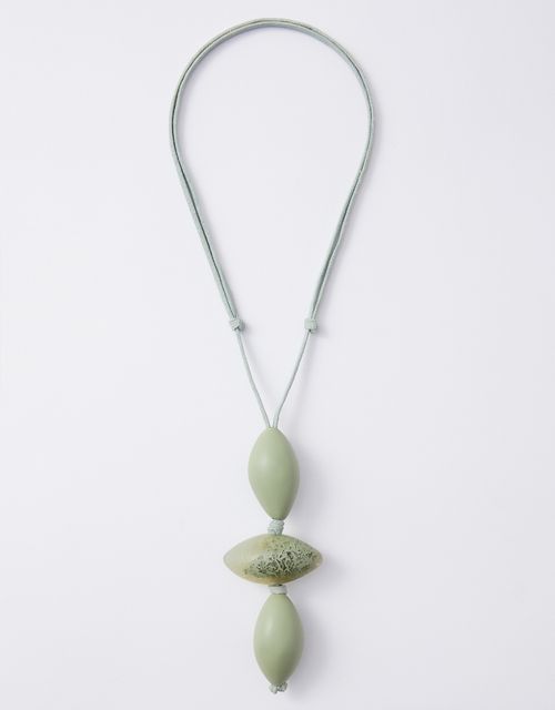 Adjustable long necklace resin blend green