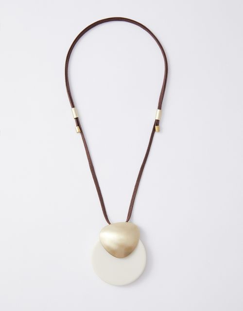 Adjustable metal and natural resin necklace