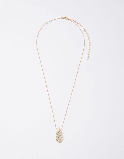 Long hammered drop pendant necklace
