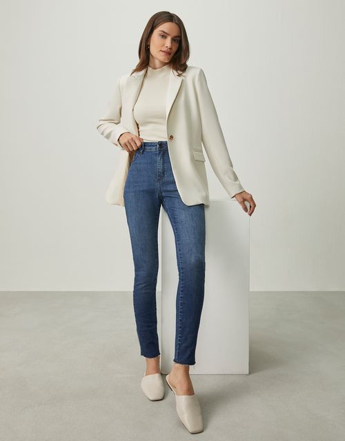 High waist skinny dark jeans