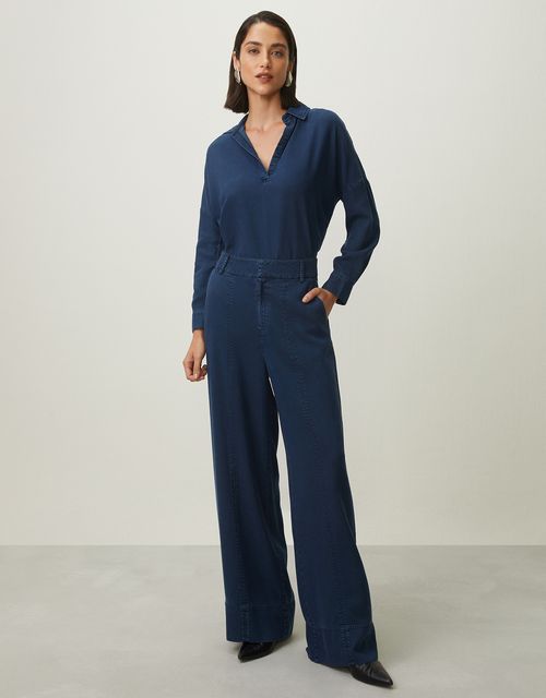 Wide lyocell jeans pants
