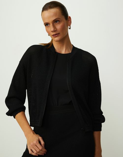 Metallic thread knit jacket