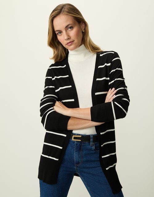 Basic black stripes knit cardigan