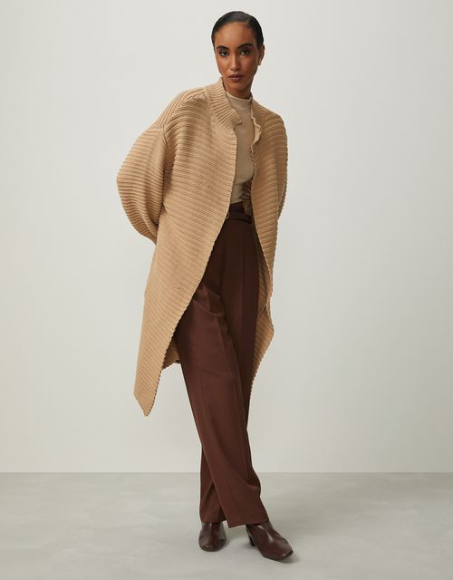 Long ribbed knit coat
