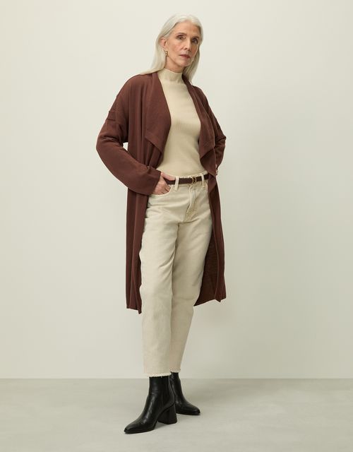 Ribbed detail knit cardigan