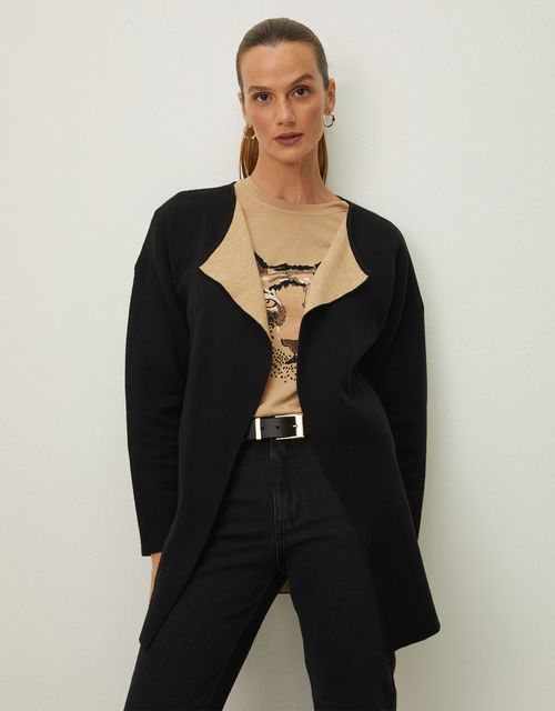 Two-tone knit coat