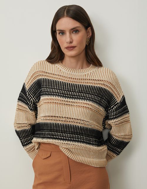 Mixed yarn knit blouse