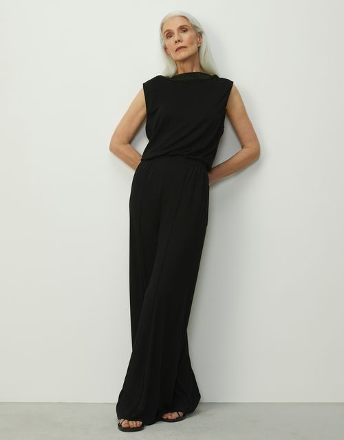 Animal print straight knit jumpsuit