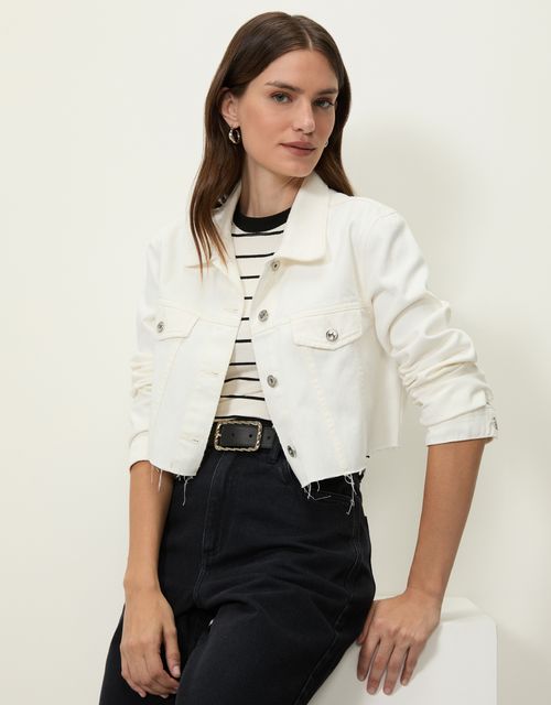 Cropped frayed jacket