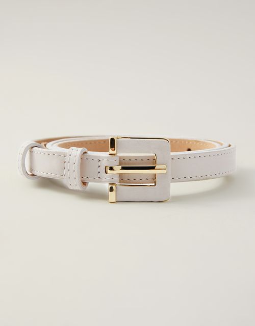 Thin off-white belt with square buckle
