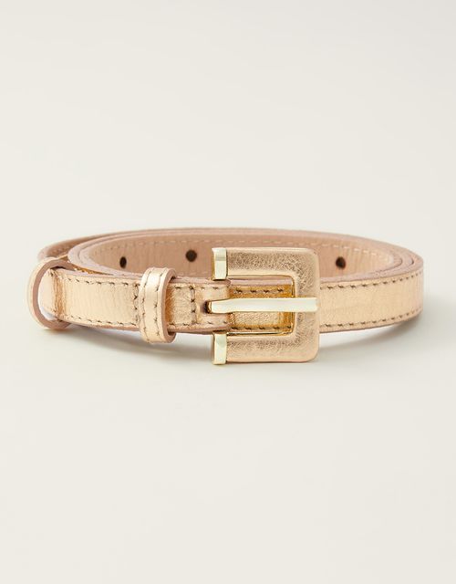 Thin gold belt with square buckle