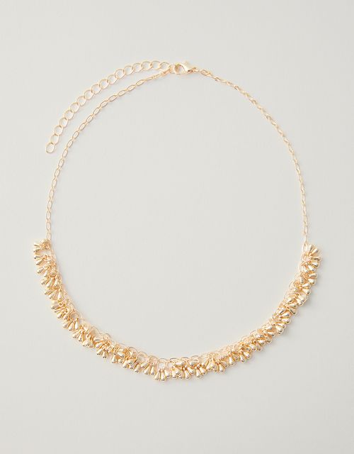 Short gold drop cascade necklace