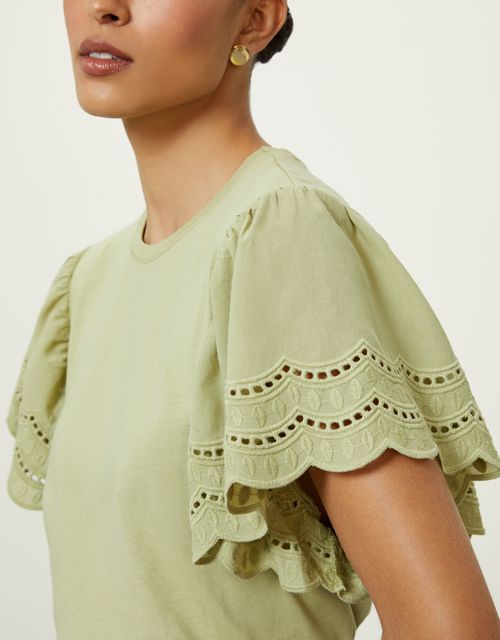 Green knitted blouse