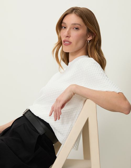 Off-white textured knit blouse