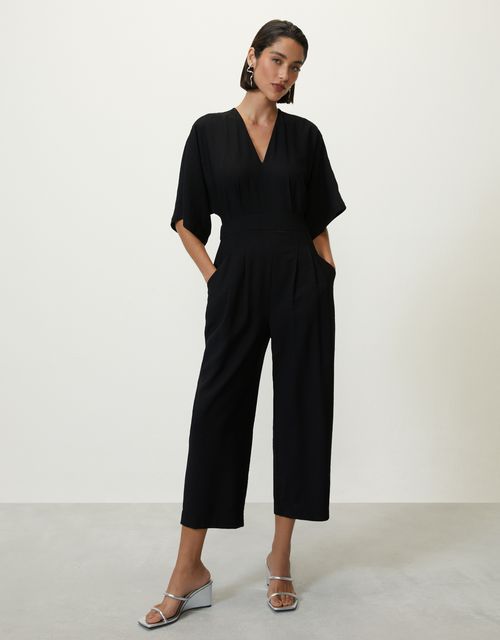 Cropped pleated jumpsuit