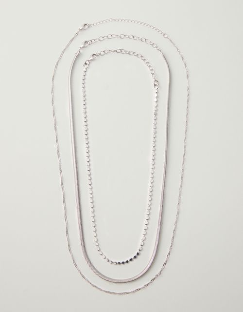 Set of delicate silver necklaces