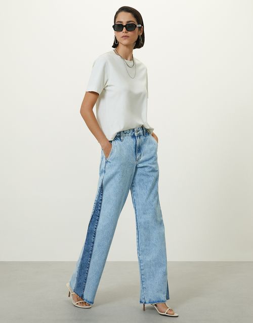 Side cut wide jeans