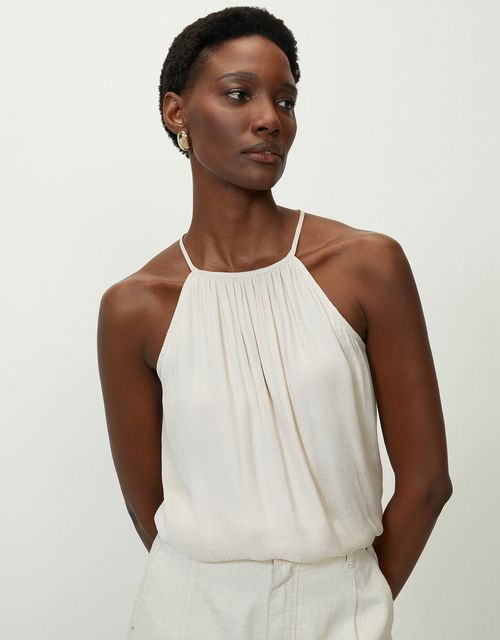 Satin snake tank top sand