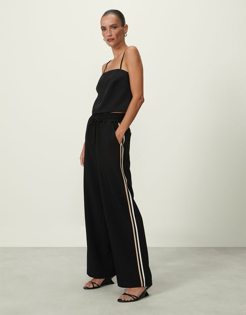 Black side striped pants