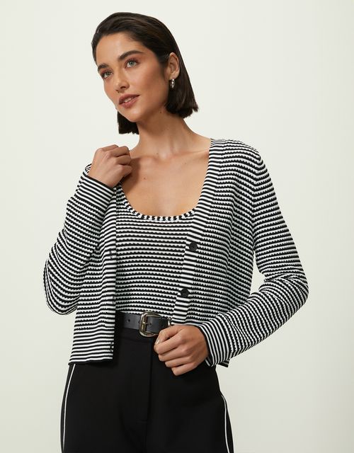 Striped knit cardigan