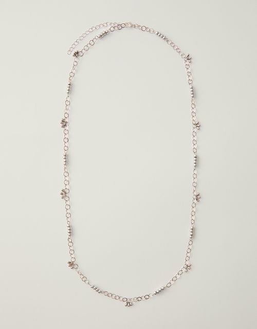 Long necklace: nickel discs and drops