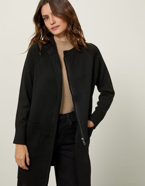 Knitted jacket with black ribbed detail