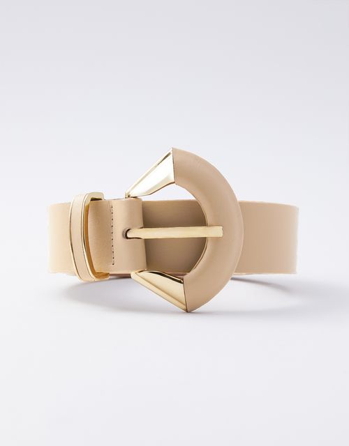 Medium khaki belt with gold buckle