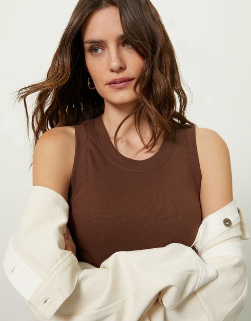 Brown wide strap tank top 360