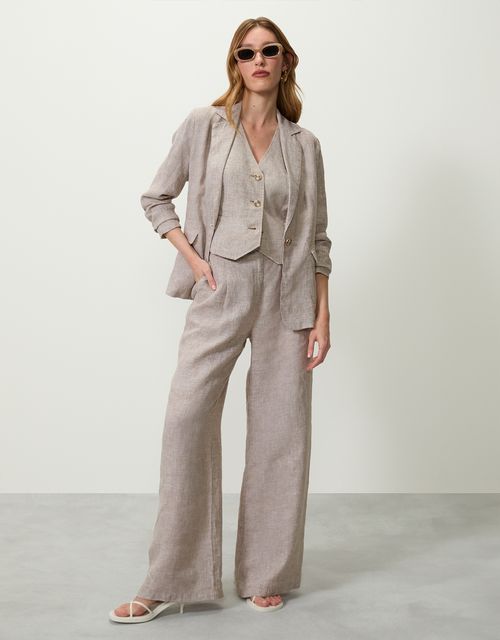 Straight mini houndstooth pants