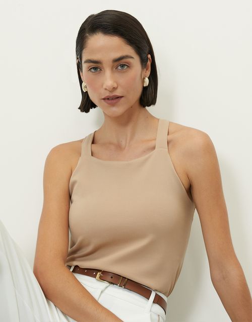 Khaki 360 straight tailoring top