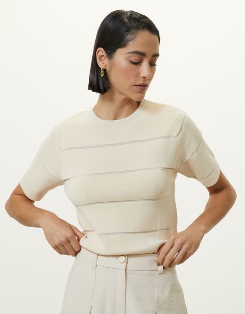 Sand stripes knit t-shirt 