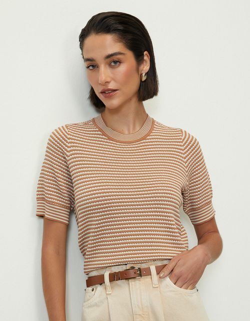 Stripe knit blouse