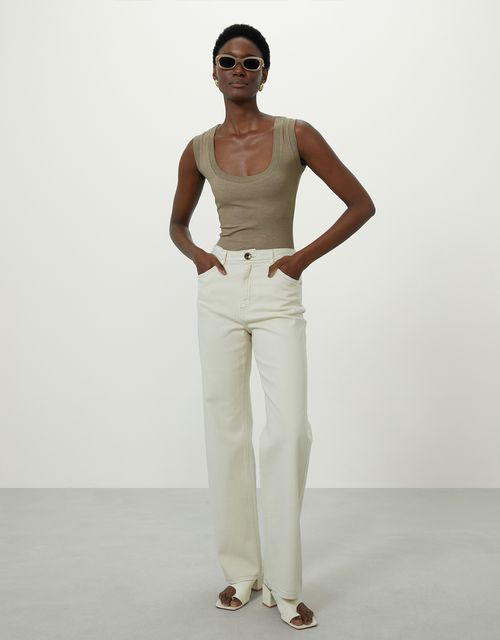 Sand straight twill pants