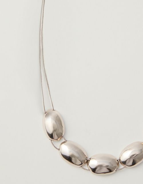 Adjustable oval silver necklace