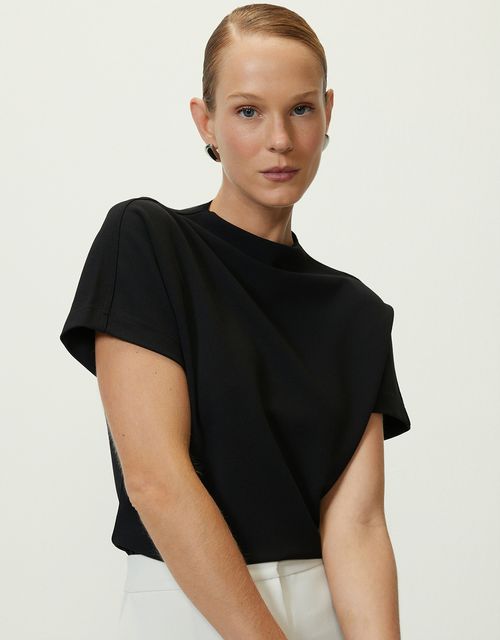 360 black high collar blouse