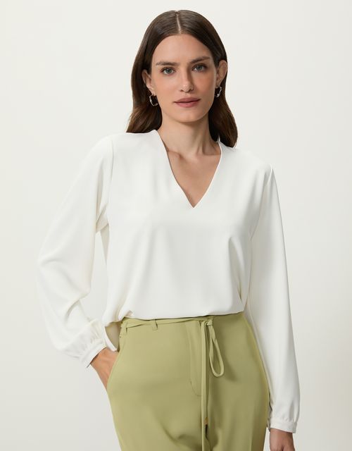 Off-white straight v-neck blouse